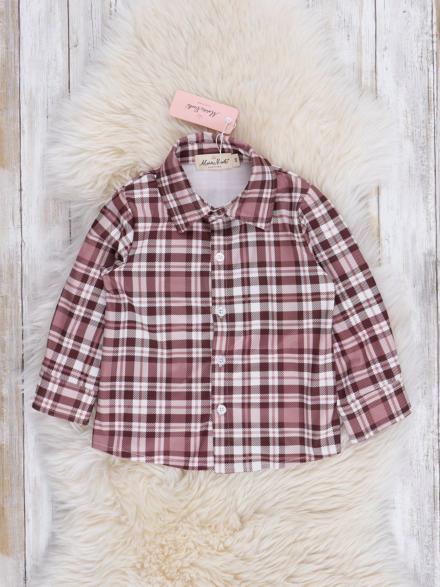 Brown Plaid Button Up Shirt